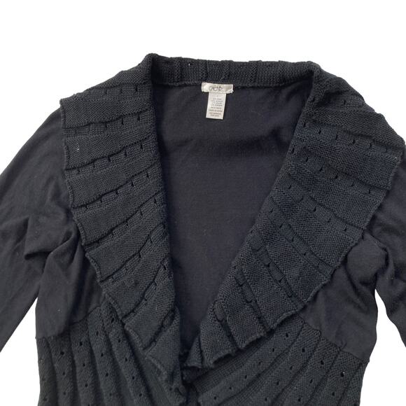 Cache Vintage Y2K Wool Blend Ribbed Cardigan Black Size Large - Picture 8 of 9